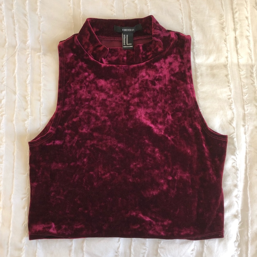 Velvet maroon crop top - Forever 21